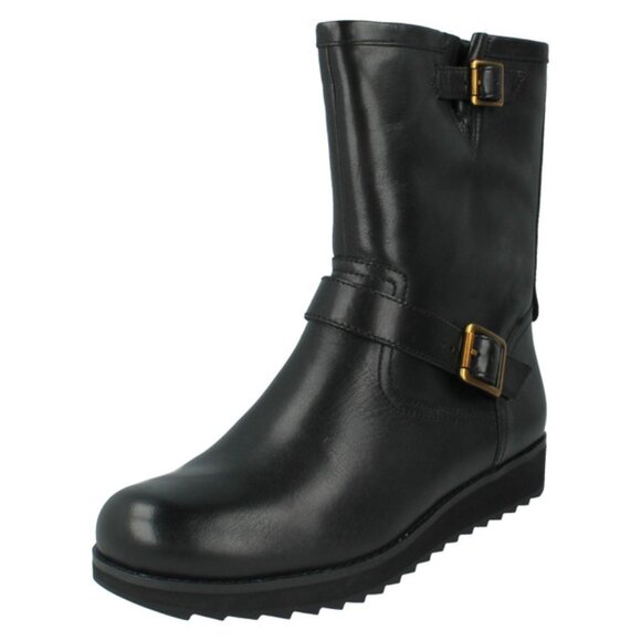 Clarks Shoes - Clarks Women's 9 Black Leather Minx Trish Mid Calf Insulated Boots